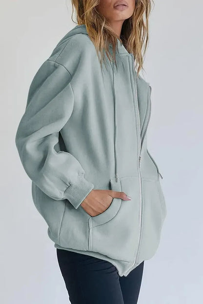 Women's Cute Hoodies Teen Girl Fall Jacket Oversized Sweatshirts Casual Drawstring Zip Up Y2K Hoodie with Pocket