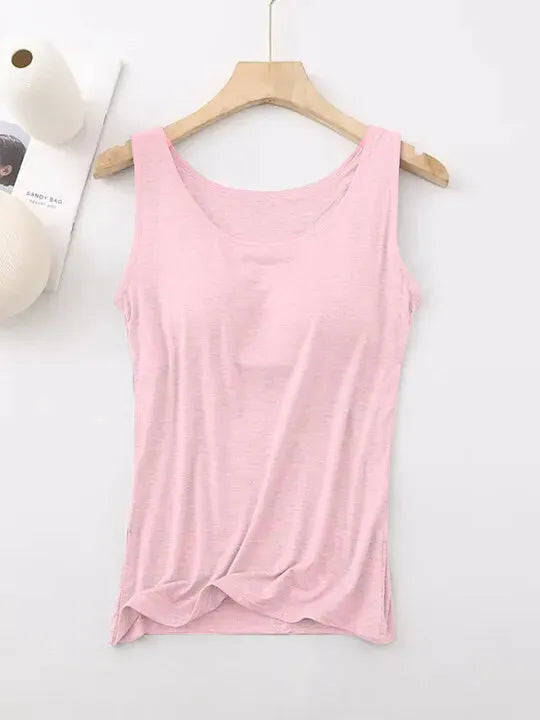 Women's Tank Top with Built-In Bra, Sleeveless Casual Basic Round Neck Regular - 10-Piece Sets