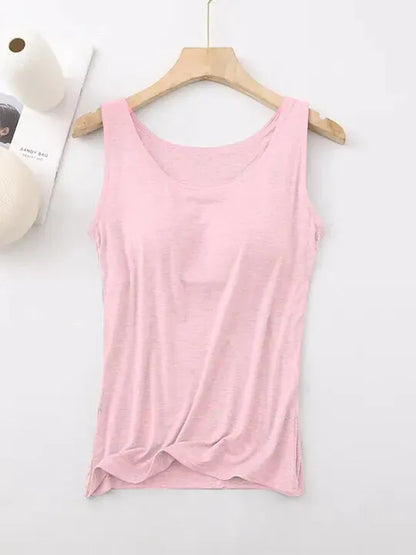 Women's Tank Top with Built-In Bra, Sleeveless Casual Basic Round Neck Regular - 10-Piece Sets