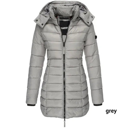 New  Winter Long Down Jacket Women's Thick Warm Hooded Cotton Padded Down Jacket Coat