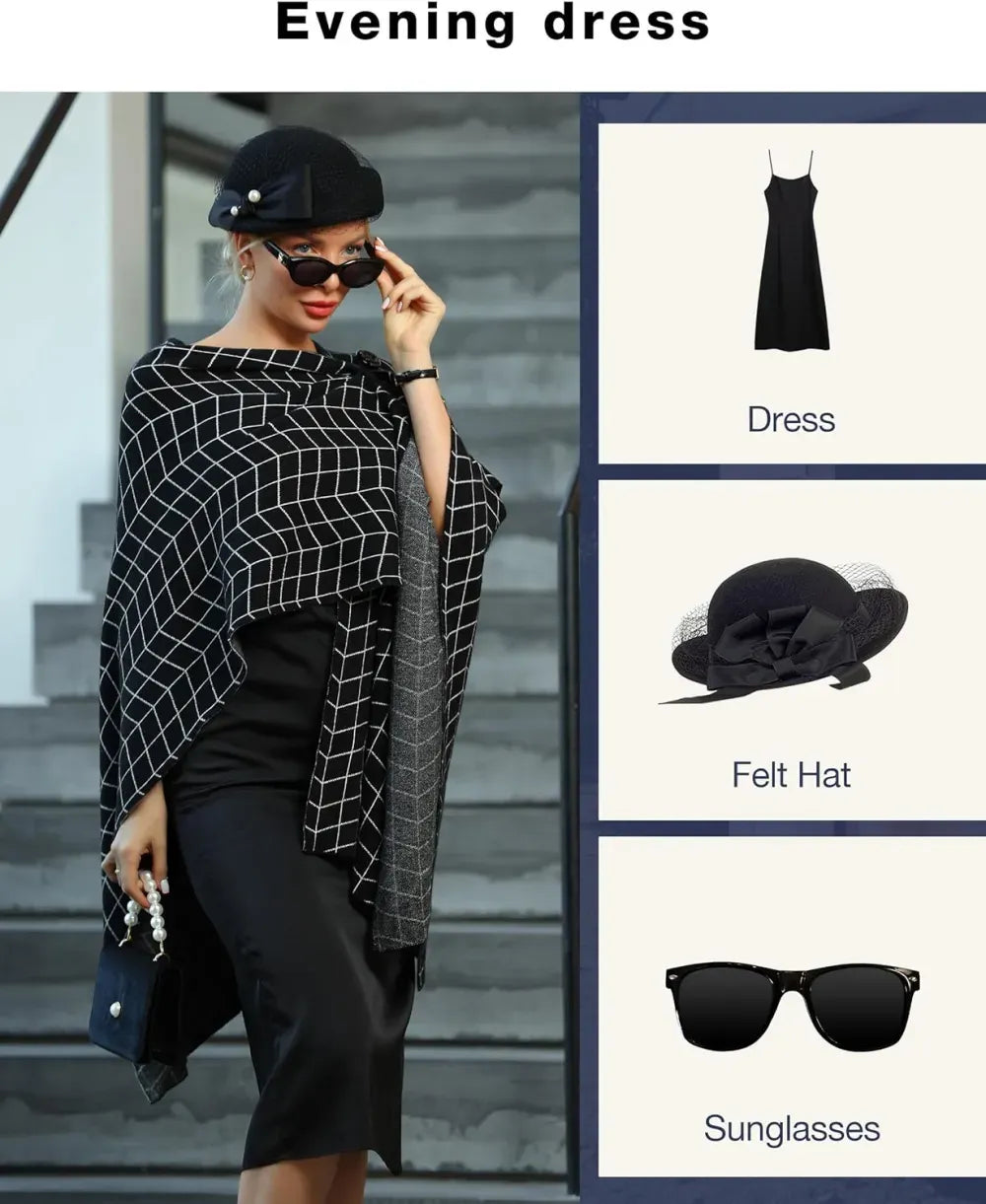 Womens Large Cross Front Poncho Sweater Wrap Topper Knitted Elegant Shawls Cape for Fall Winter