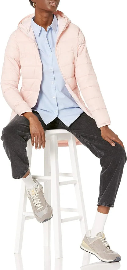 Women's Lightweight Water-Resistant Hooded Puffer Coat (Available in Plus Size)