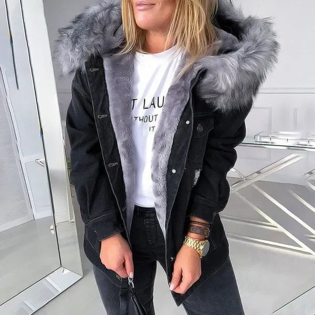 Warm Front Hooded Denim Jacket