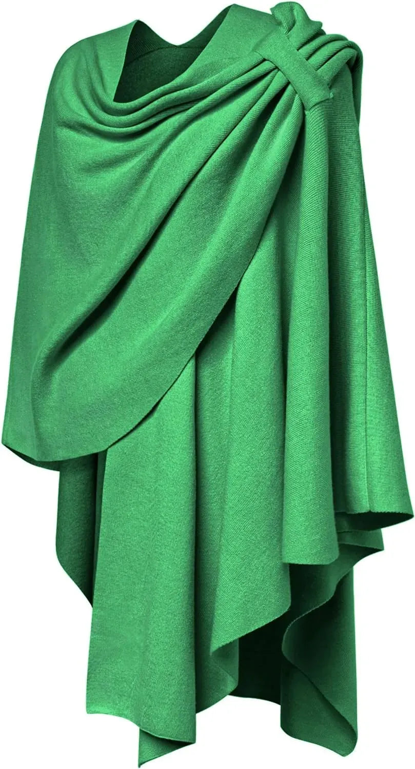 Womens Large Cross Front Poncho Sweater Wrap Topper Knitted Elegant Shawls Cape for Fall Winter