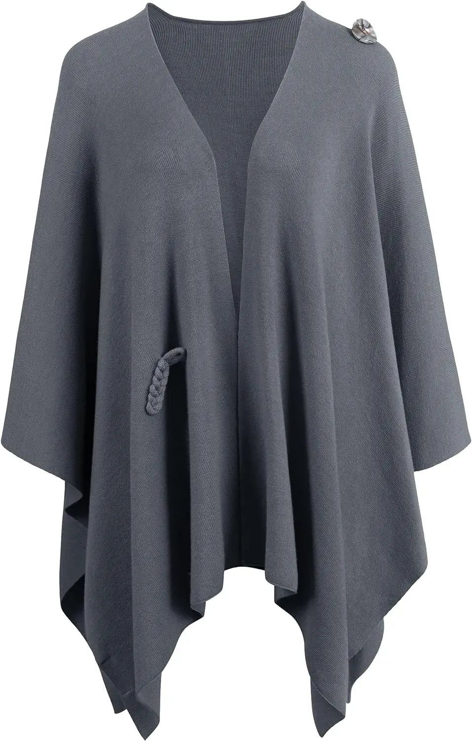 Womens Large Cross Front Poncho Sweater Wrap Topper Knitted Elegant Shawls Cape for Fall Winter