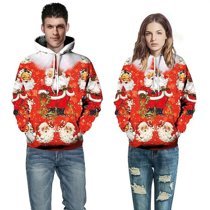 Santa Claus Ugly Christmas Sweater / Sweatshirt Hoodie Pullover Print Front Pocket Graphic Hoodie For Men's Women's Unisex Adults' 3D Print 100% Polyester Party