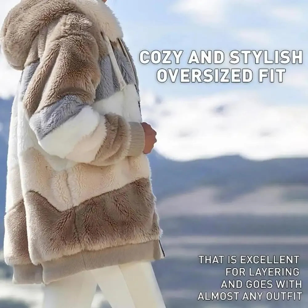 RCONTRASTING LAMB WOOL PADDED COAT
