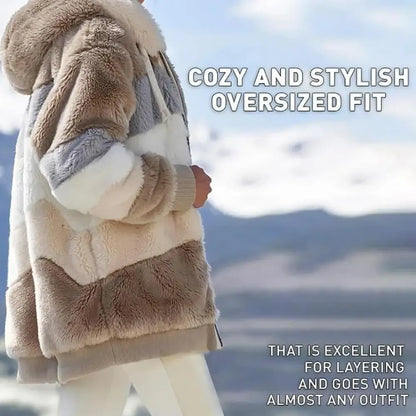 RCONTRASTING LAMB WOOL PADDED COAT