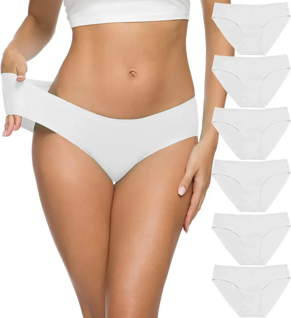 Women’s Seamless Hipster Underwear No Show Panties Soft Stretch Bikini Underwears Multi-Pack