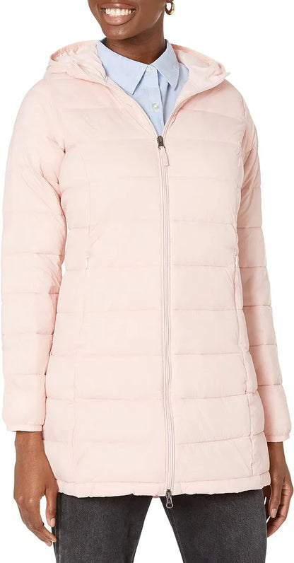 Women's Lightweight Water-Resistant Hooded Puffer Coat (Available in Plus Size)