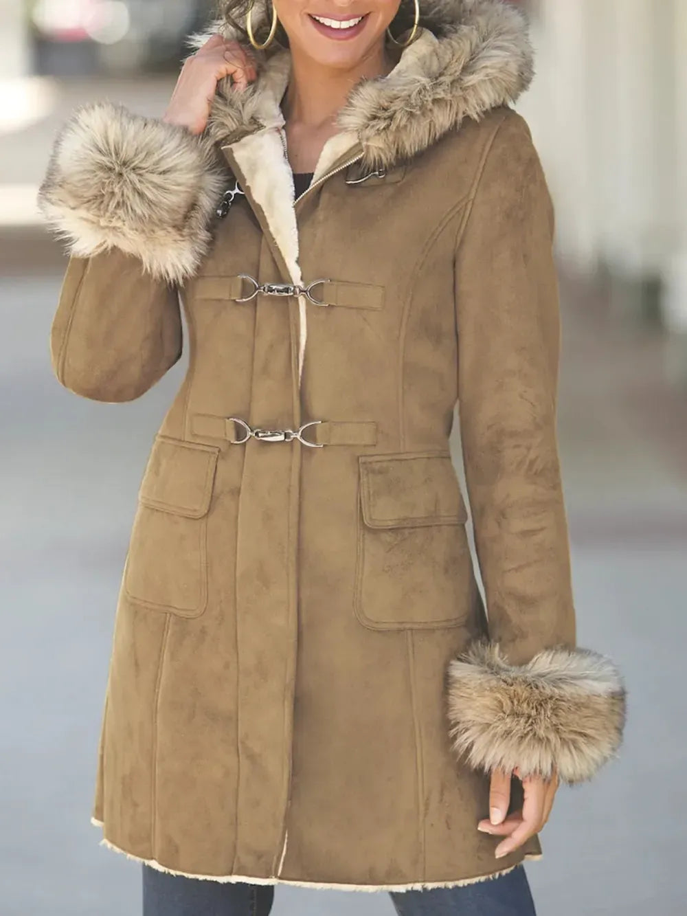 Casual thick suede warm coat