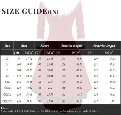 Womens Christmas Dress Fuzzy Mrs Claus Christmas Holiday Xmas Cocktail Holiday Party Flare Dress