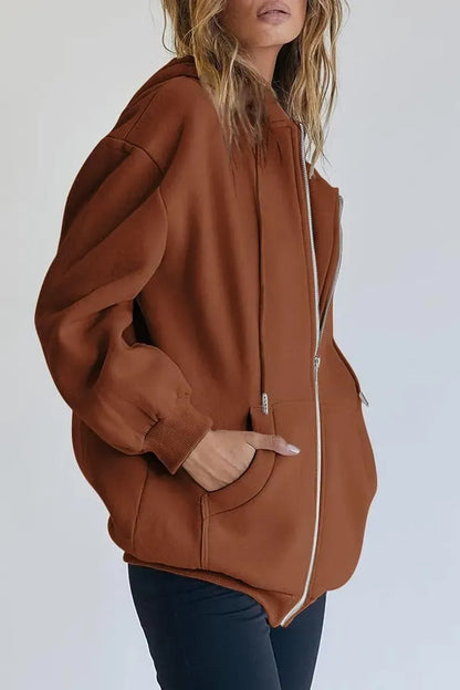 Women's Cute Hoodies Teen Girl Fall Jacket Oversized Sweatshirts Casual Drawstring Zip Up Y2K Hoodie with Pocket