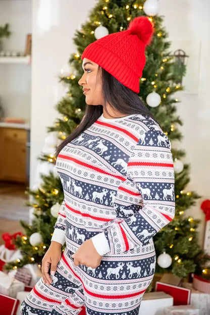 Holly And Jolly Charcoal Christmas Print Pajama Top FINAL SALE
