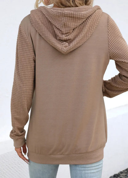 Light Coffee Pocket Long Sleeve Hoodie