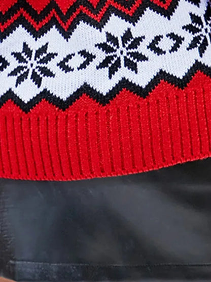 Women's Ugly Christmas Sweater Pullover Sweater Jumper Crew Neck Ribbed Knit Acrylic Tassel Fall Winter Regular Daily Going out Xmas Stylish Casual Soft Long Sleeve Elk Snowflake White Red S M L