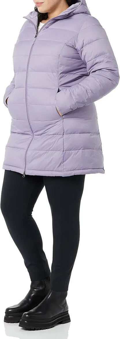 Women's Lightweight Water-Resistant Hooded Puffer Coat (Available in Plus Size)