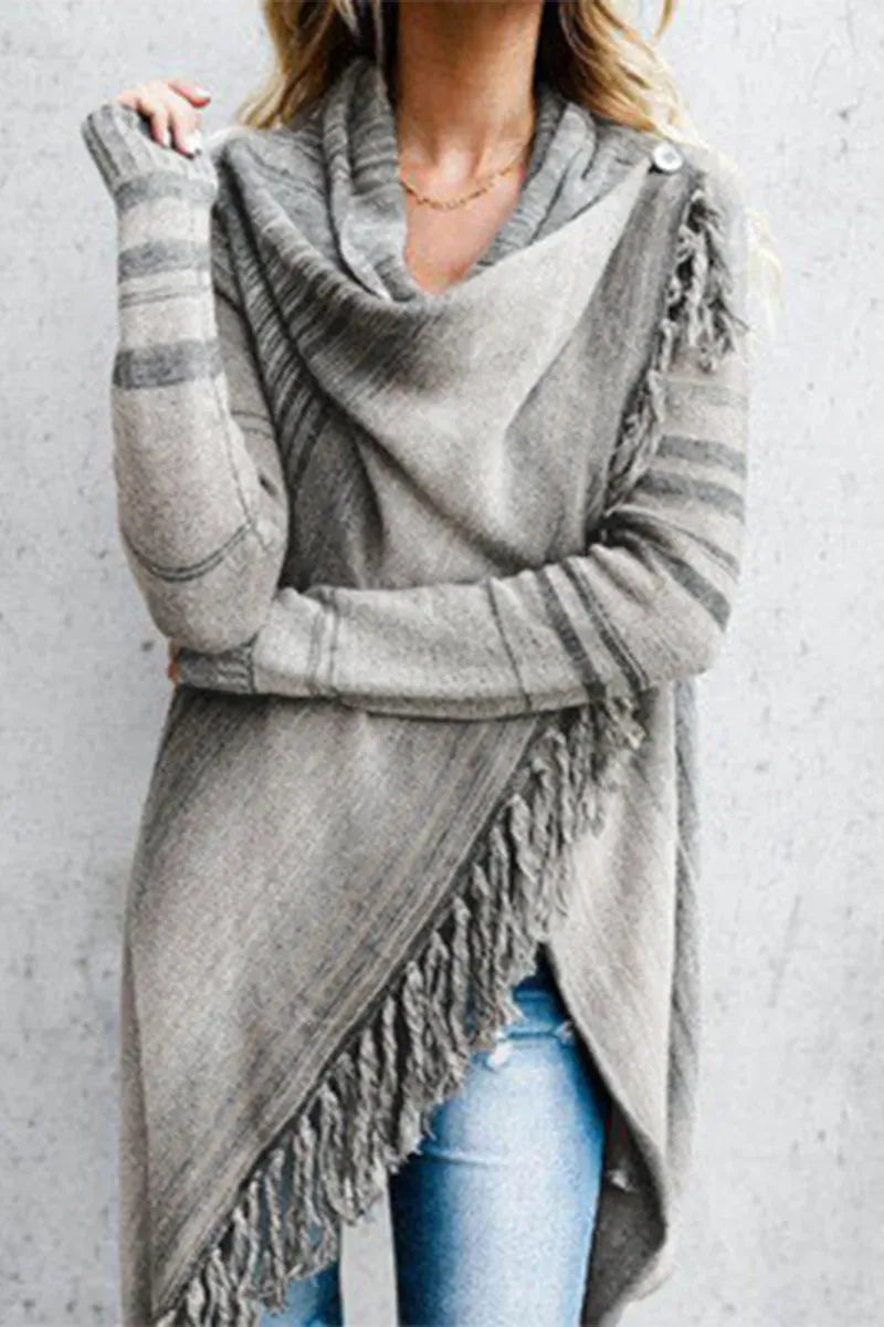 Striped Shawl Sweater 2 Styles
