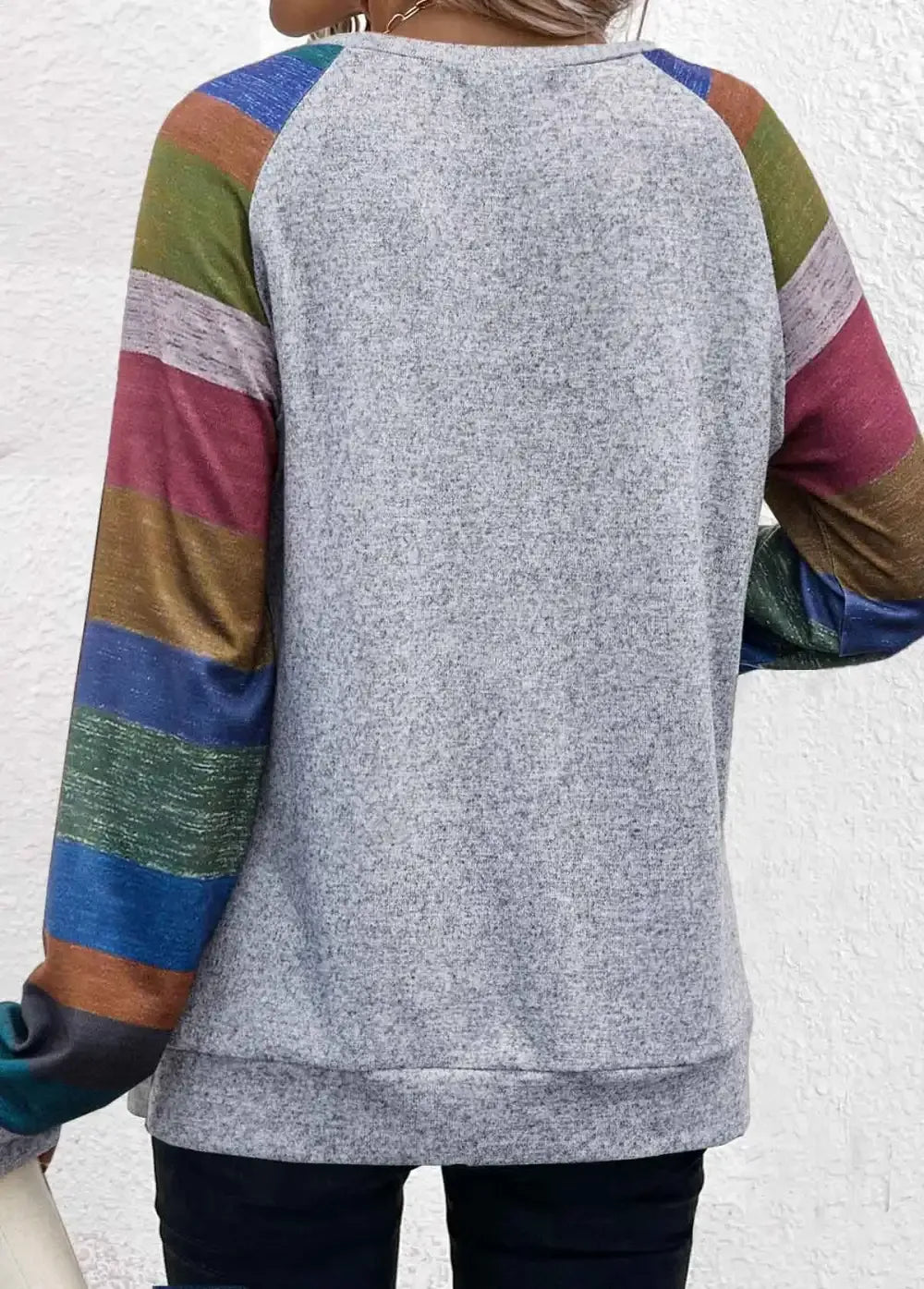 Light Grey Marl Button Striped T Shirt