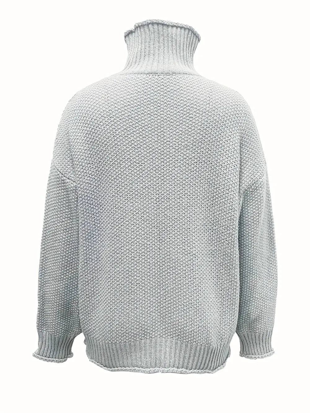 Solid Turtle Neck Pullover Sweater, Casual Long Sleeve Sweater For Fall & Winter, Women's Clothing