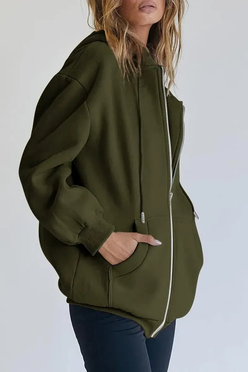 Women's Cute Hoodies Teen Girl Fall Jacket Oversized Sweatshirts Casual Drawstring Zip Up Y2K Hoodie with Pocket