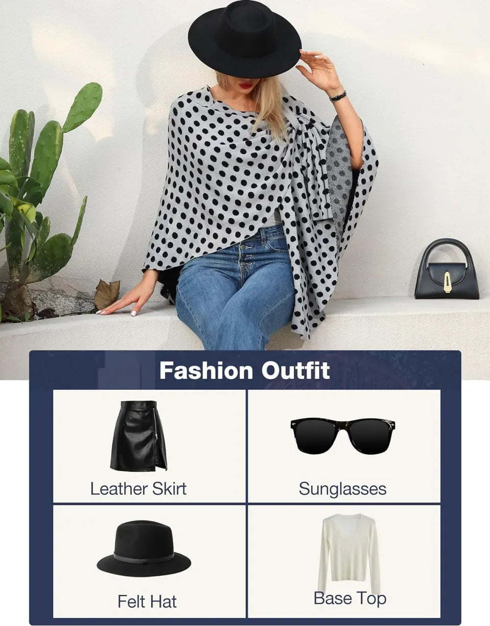 Womens Large Cross Front Poncho Sweater Wrap Topper Knitted Elegant Shawls Cape for Fall Winter