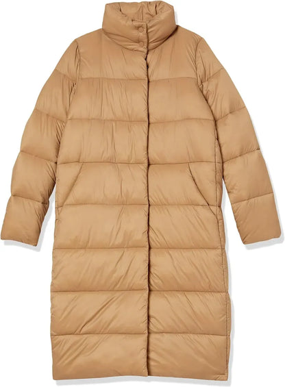 Women's Lightweight Water-Resistant Longer Length Cocoon Puffer Coat