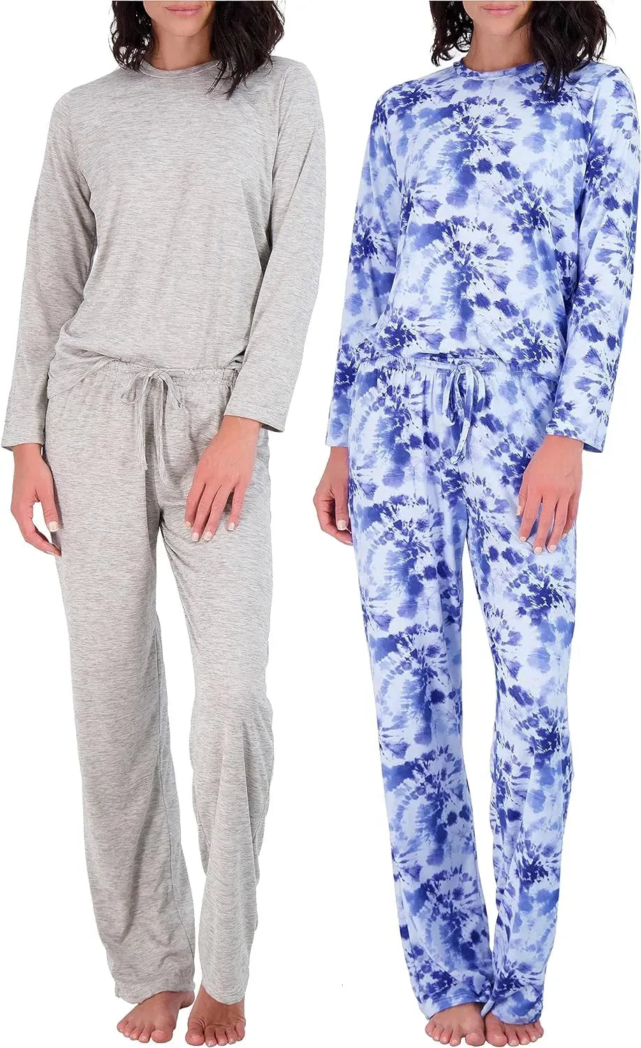 Real Essentials 2 Pack: Women’s Pajama Set Super-Soft Short & Long Sleeve Top With Pants (Available In Plus Size)