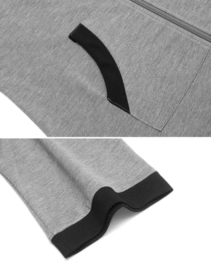 Women Zipper Robe 3/4 Sleeves Loungewear Dress Full Length Sleepwear Pockets Housecoat Nightgown Long Bathrobe