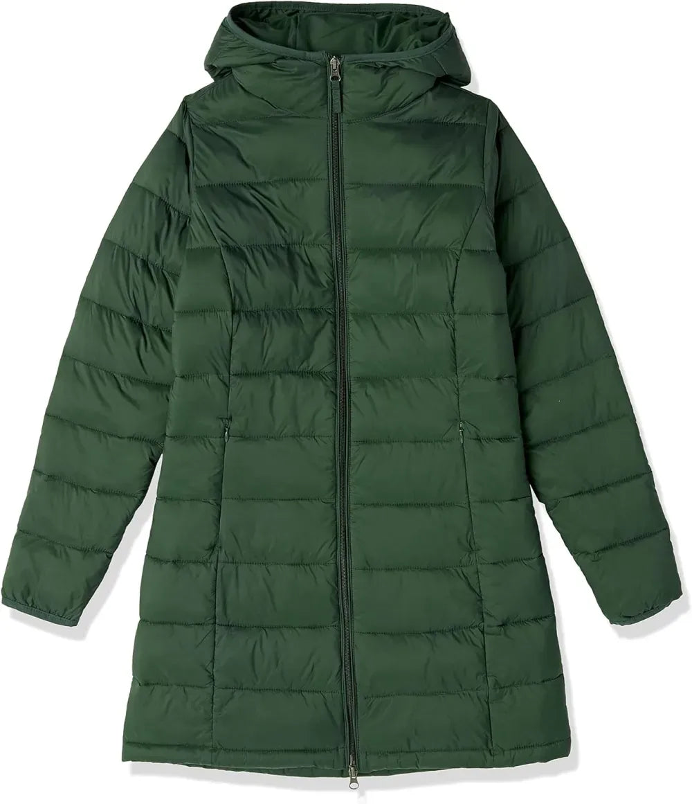 Women's Lightweight Water-Resistant Hooded Puffer Coat (Available in Plus Size)