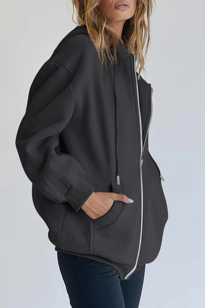 Women's Cute Hoodies Teen Girl Fall Jacket Oversized Sweatshirts Casual Drawstring Zip Up Y2K Hoodie with Pocket